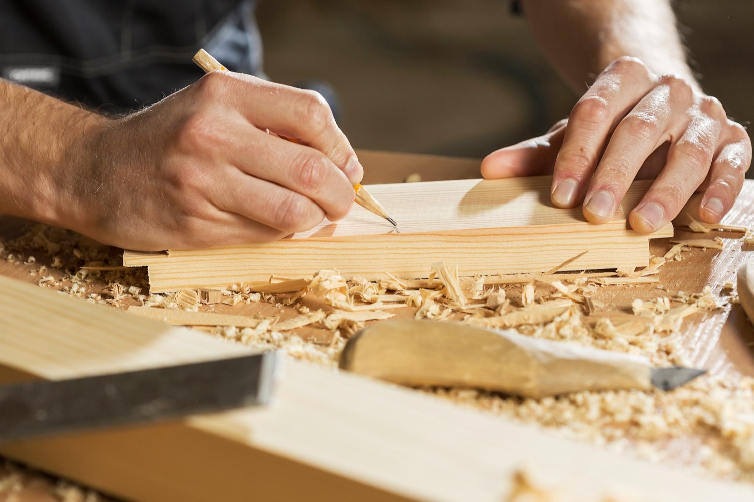 Marking out a board before it is cut